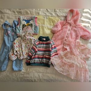Vtg Baby Girl Lot Of 7 Clothing Items Sizes Vary Mostly 18 Months-2T
